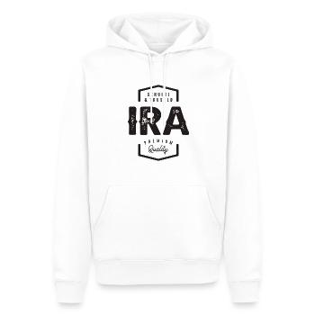 Genuine and Trusted Ira Funny Personalized Name - Men’s Premium Organic Hoodie - white - Front - Nico (187cm)