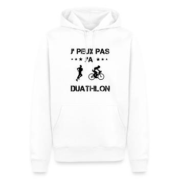 Je peux pas j'ai duathlon cadeau humour - Sweat à capuche Premium bio Homme - blanc - Devant - Nico (187cm)