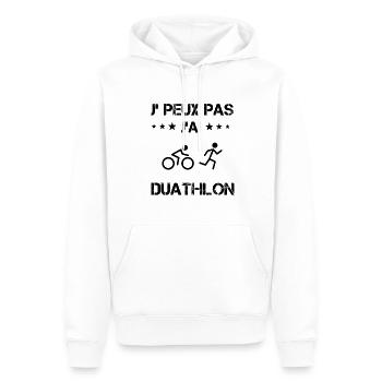 Je peux pas j'ai duathlon sport cadeau humour - Sweat à capuche Premium bio Homme - blanc - Devant - Nico (187cm)