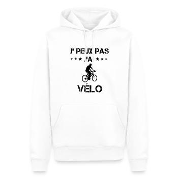 Je peux pas j'ai vélo vtt cadeau humour - Sweat à capuche Premium bio Homme - blanc - Devant - Nico (187cm)