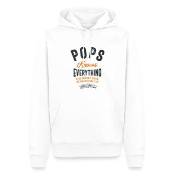 Pops Knows Everything - Dad Grandpa - Men’s Premium Organic Hoodie - white - Front - Nico (187cm)