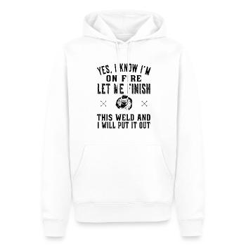 Yes I know Im on fire - Schweißer und Schlosser - Männer Premium Bio Hoodie - Weiß - Vorne - Nico (187cm)