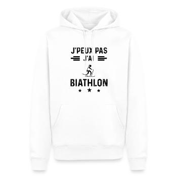 cadeau je peux pas j'ai biathlon - Sweat à capuche Premium bio Homme - blanc - Devant - Nico (187cm)
