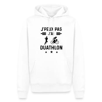 cadeau je peux pas j'ai duathlon - Sweat à capuche Premium bio Homme - blanc - Devant - Nico (187cm)