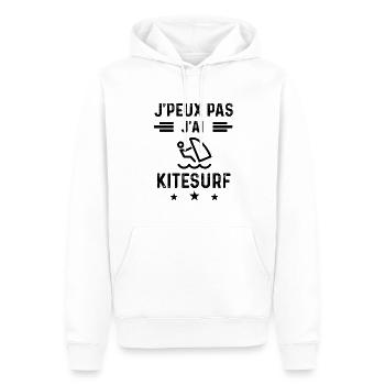 cadeau je peux pas j'ai kitesurf - Sweat à capuche Premium bio Homme - blanc - Devant - Nico (187cm)