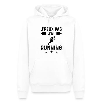 cadeau je peux pas j'ai running - Sweat à capuche Premium bio Homme - blanc - Devant - Nico (187cm)