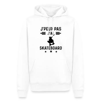 cadeau je peux pas j'ai skateboard - Sweat à capuche Premium bio Homme - blanc - Devant - Nico (187cm)