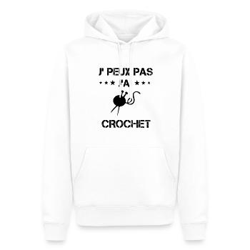 j'peux pas j'ai crochet laine cadeau couture - Sweat à capuche Premium bio Homme - blanc - Devant - Nico (187cm)
