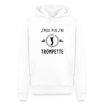 j'peux pas j'ai trompette - Sweat à capuche Premium bio Homme - blanc - Devant - Nico (187cm)