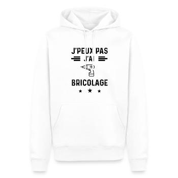 j'peux pas j'ai bricolage perceuse bricoleur - Sweat à capuche Premium bio Homme - blanc - Devant - Nico (187cm)