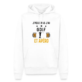 J'peux pas j'ai golf et apéro - Sweat à capuche Premium bio Homme - blanc - Devant - Nico (187cm)