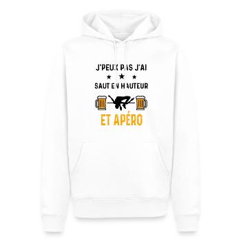 J'peux pas j'ai saut en hauteur et apéro - Sweat à capuche Premium bio Homme - blanc - Devant - Nico (187cm)