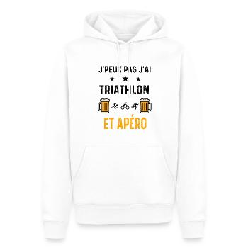 J'peux pas j'ai triathlon sport et apéro - Sweat à capuche Premium bio Homme - blanc - Devant - Nico (187cm)