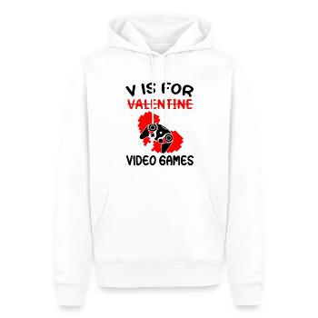 V is for video games - Valentine's Day Gamer Gamer - Men’s Premium Organic Hoodie - white - Front - Nico (187cm)