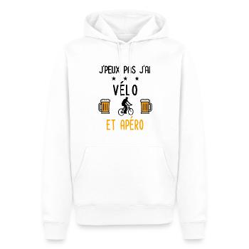 J'peux pas j'ai vélo vtt apéro - Sweat à capuche Premium bio Homme - blanc - Devant - Nico (187cm)
