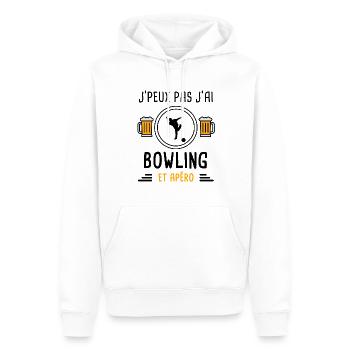 j'peux pas j'ai bowling boule apéro cadeau - Sweat à capuche Premium bio Homme - blanc - Devant - Nico (187cm)
