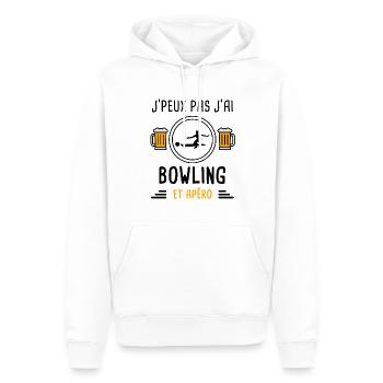 j'peux pas j'ai bowling apéro cadeau - Sweat à capuche Premium bio Homme - blanc - Devant - Nico (187cm)