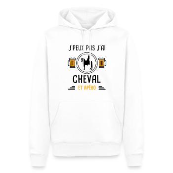 j'peux pas j'ai cheval femme apéro cadeau - Sweat à capuche Premium bio Homme - blanc - Devant - Nico (187cm)