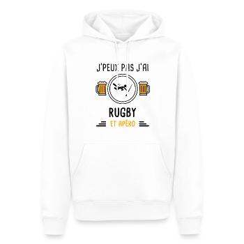 j'peux pas j'ai rugby apéro cadeau - Sweat à capuche Premium bio Homme - blanc - Devant - Nico (187cm)