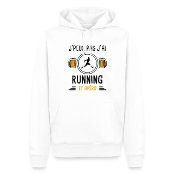 j'peux pas j'ai running courir apéro cadeau - Sweat à capuche Premium bio Homme - blanc - Devant - Nico (187cm)