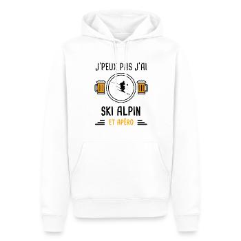 j'peux pas j'ai ski alpin skieur apéro cadeau - Sweat à capuche Premium bio Homme - blanc - Devant - Nico (187cm)