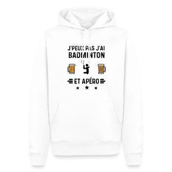 j'peux pas badminton sport apéro - Sweat à capuche Premium bio Homme - blanc - Devant - Nico (187cm)