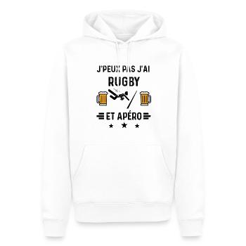 j'peux pas rugby apéro - Sweat à capuche Premium bio Homme - blanc - Devant - Nico (187cm)