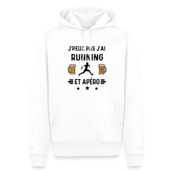 j'peux pas running courir apéro - Sweat à capuche Premium bio Homme - blanc - Devant - Nico (187cm)