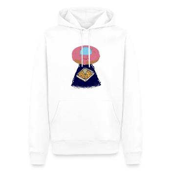 Alien isst Pizza - Männer Premium Bio Hoodie - Weiß - Vorne - Nico (187cm)
