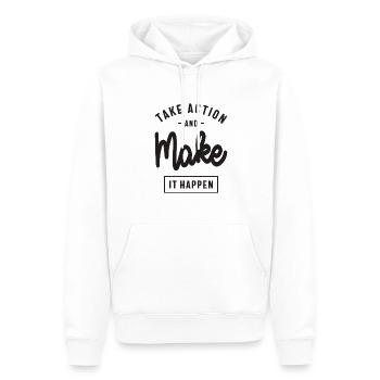 Boldly Take Action & Achieve Goals - Motivational - Men’s Premium Organic Hoodie - white - Front - Nico (187cm)