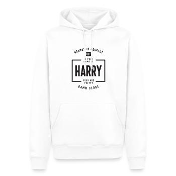 Harry: Pretty Damn Close to Perfect - Men’s Premium Organic Hoodie - white - Front - Nico (187cm)
