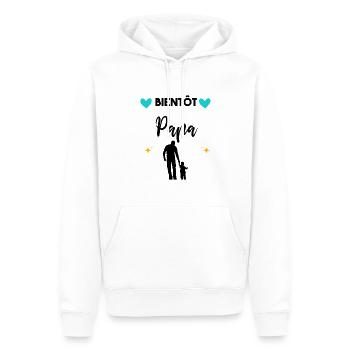 cadeau annonce grossesse papa père Bientôt papa - Sweat à capuche Premium bio Homme - blanc - Devant - Nico (187cm)