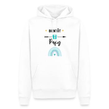 Bientôt papy cadeau naissance papy - Sweat à capuche Premium bio Homme - blanc - Devant - Nico (187cm)