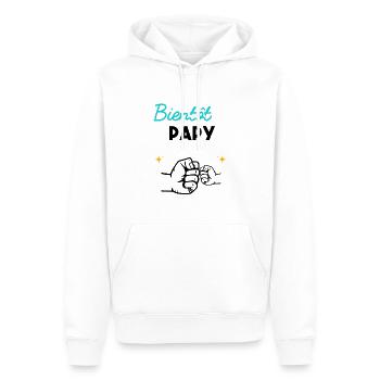 cadeau naissance grossesse papy Bientôt papy - Sweat à capuche Premium bio Homme - blanc - Devant - Nico (187cm)