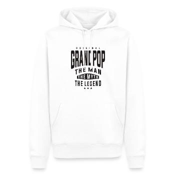 Grandpop L’homme Le mythe La légende - Sweat à capuche Premium bio Homme - blanc - Devant - Nico (187cm)
