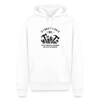 Fixologe bei der Arbeit - keine Erinnerungen nötig! - Männer Premium Bio Hoodie - Weiß - Vorne - Nico (187cm)