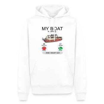 My boat is calling white - Captain Boating - Men’s Premium Organic Hoodie - white - Front - Nico (187cm)