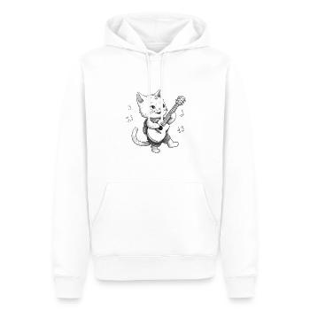 Katze spielt Gitarre - Männer Premium Bio Hoodie - Weiß - Vorne - Nico (187cm)
