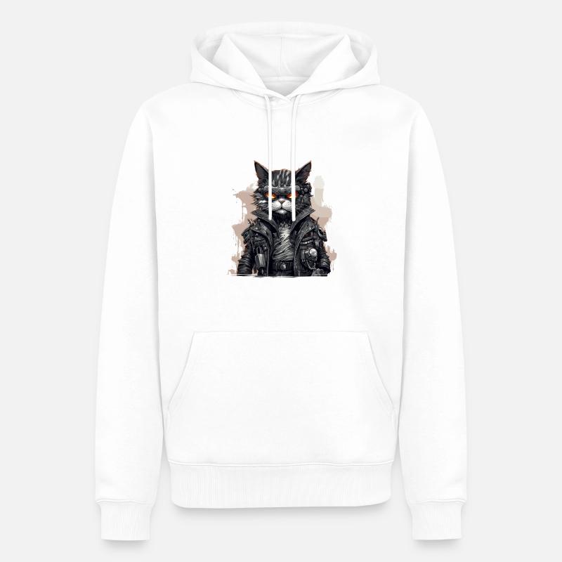 Robot chat - Sweat à capuche Premium bio Homme - blanc