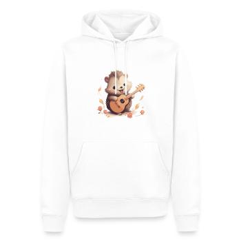 Hedgehog joue de la guitare - Sweat à capuche Premium bio Homme - blanc - Devant - Nico (187cm)