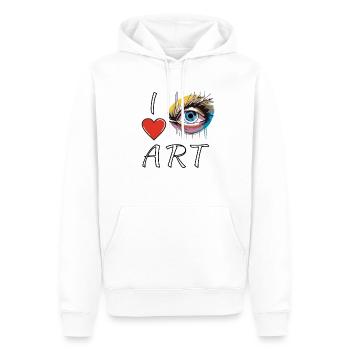 J’AIME L’ŒIL D’ART - Sweat à capuche Premium bio Homme - blanc - Devant - Nico (187cm)