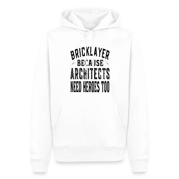 Bricklayer because architects need heroes too - Männer Premium Bio Hoodie - Weiß - Vorne - Nico (187cm)