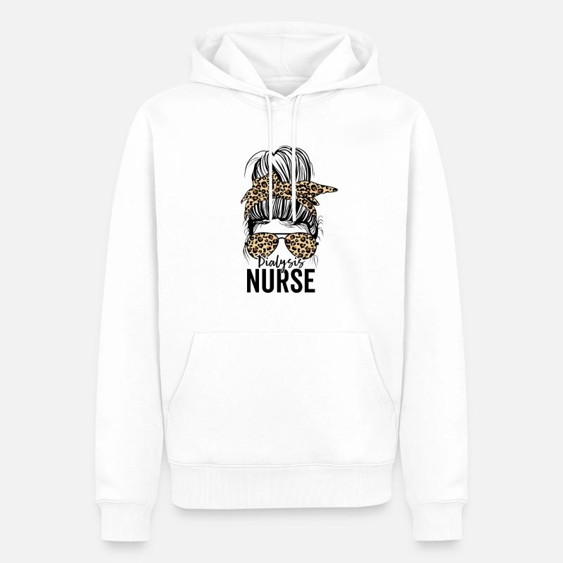 Lustige Dialyseschwester Nephrologie Messy Bun - Männer Premium Bio Hoodie - Weiß
