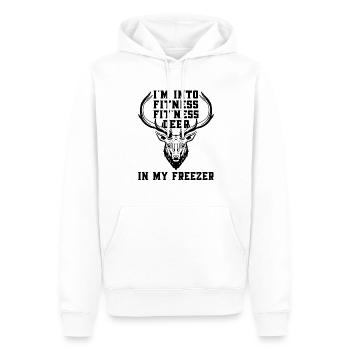 Im into Fitness - Deer in my Freezer - Jäger - Männer Premium Bio Hoodie - Weiß - Vorne - Nico (187cm)