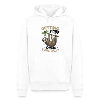 Drôle de paresseux paresseux Faire avancer les choses, finalement - Sweat à capuche Premium bio Homme - blanc - Devant - Nico (187cm)