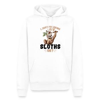 Drôle de paresseux J’adore les paresseux, OK ? - Sweat à capuche Premium bio Homme - blanc - Devant - Nico (187cm)