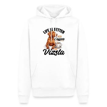 Dog Breed Life is Better with Coffee and a Vizsla - Men’s Premium Organic Hoodie - white - Front - Nico (187cm)