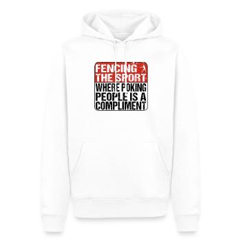 The sport where poking people - Schild Fechten - Männer Premium Bio Hoodie - Weiß - Vorne - Nico (187cm)