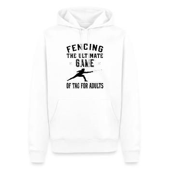 The ultimate game of tag for adults Fechten - Männer Premium Bio Hoodie - Weiß - Vorne - Nico (187cm)