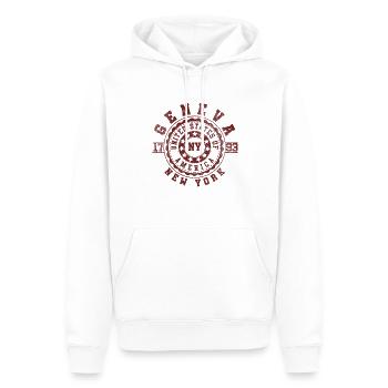 Genève, NY | Voyage à New York et cadeau souvenir - Sweat à capuche Premium bio Homme - blanc - Devant - Nico (187cm)